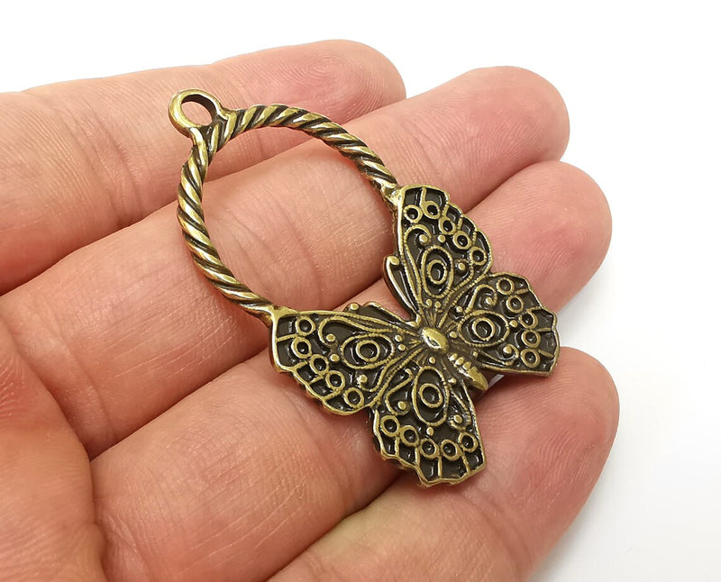 Butterfly Charms, Antique Bronze Plated Dangle Charms (51x32mm) G33977