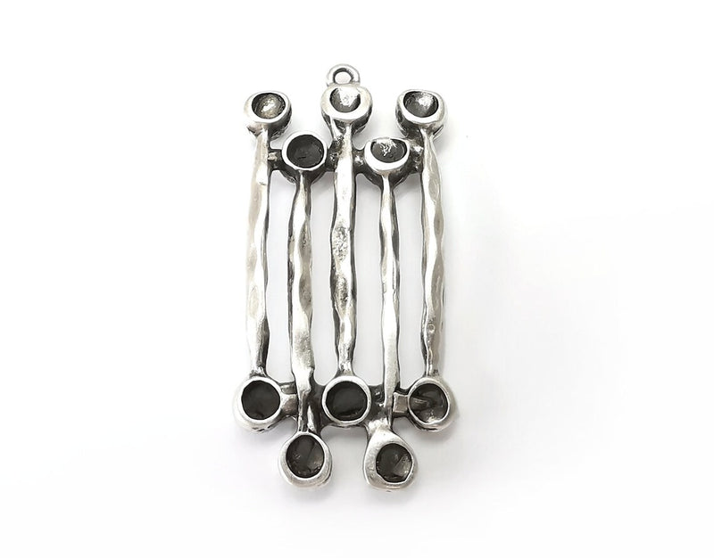 Sticks Pendant Blanks, Resin Bezel Bases, Mosaic Mountings, Dry flower Frame, Polymer Clay base, Antique Silver Plated (3mm) G33922