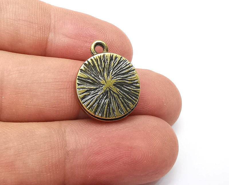 2 Round Pendant Blanks, Resin Bezel Bases, Mosaic Mountings, Dry flower Frame, Polymer Clay base, Antique Bronze Plated (14mm) G33946