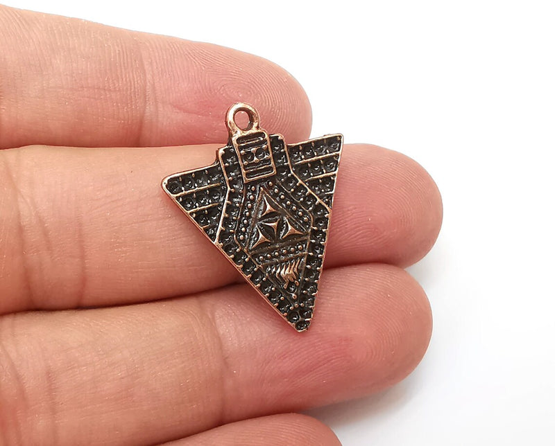 2 Triangle Dangle Charms Antique Copper Plated Charms (28x24mm) G33957