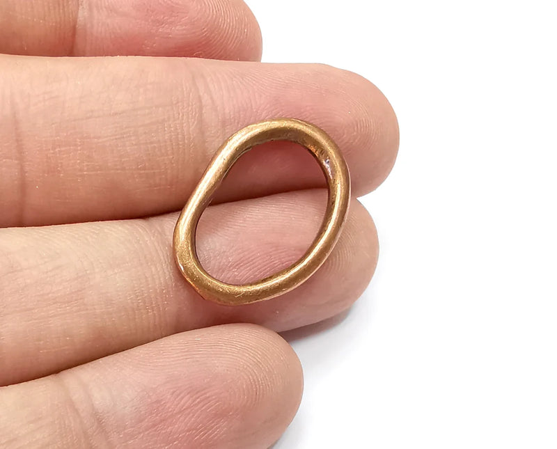 4 Oval Hoop Jewelry Connector Findings Antique Copper Plated Charms (25x18mm) G34012