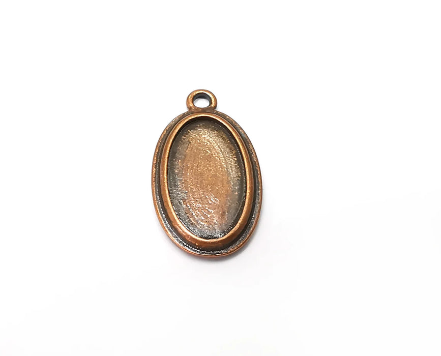 Oval Charm Bezel, Resin Blank, inlay Mounting, Mosaic Pendant Frame, Cabochon Base,Dry Flower Setting,Antique Copper Plated (18x10mm) G34023