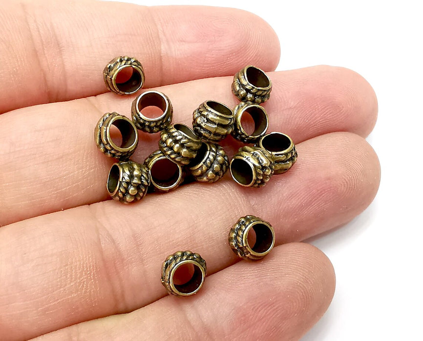 10 Cylinder Beads Antique Bronze Plated Metal Beads (8mm) G34030