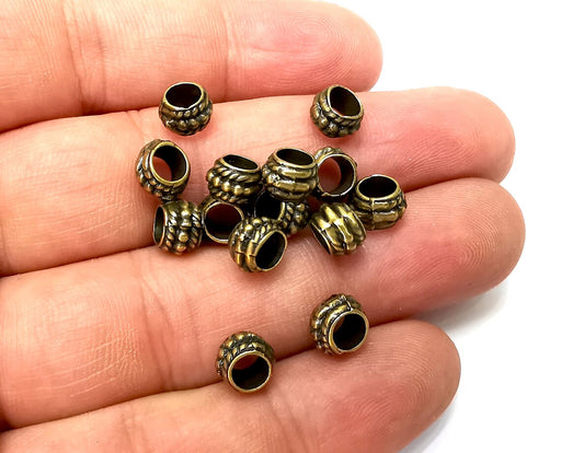 10 Cylinder Beads Antique Bronze Plated Metal Beads (8mm) G34030