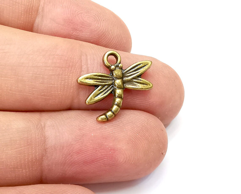 5 Dragonfly Charms Antique Bronze Plated Charms (18x16mm) G33972