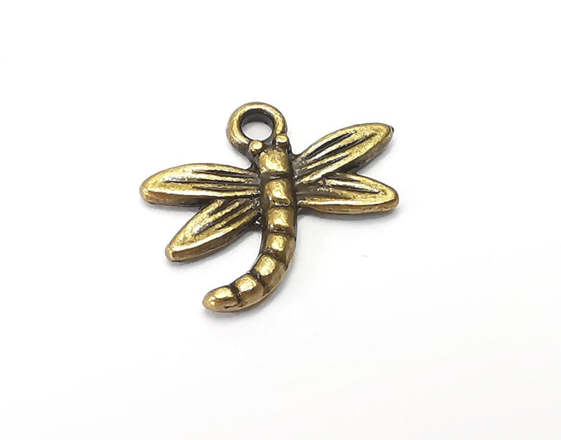 5 Dragonfly Charms Antique Bronze Plated Charms (18x16mm) G33972