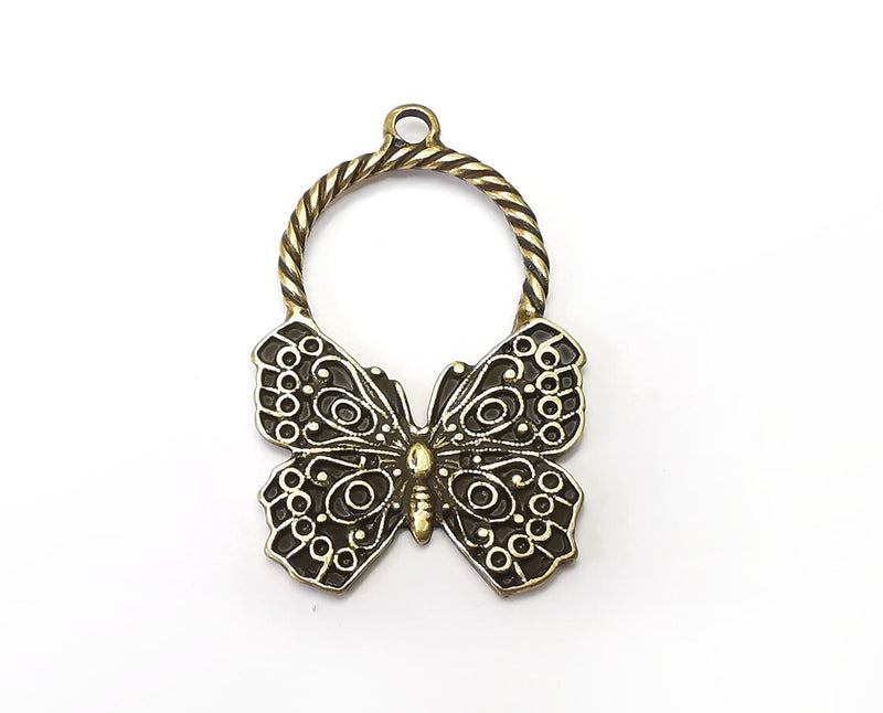 Butterfly Charms, Antique Bronze Plated Dangle Charms (51x32mm) G33977