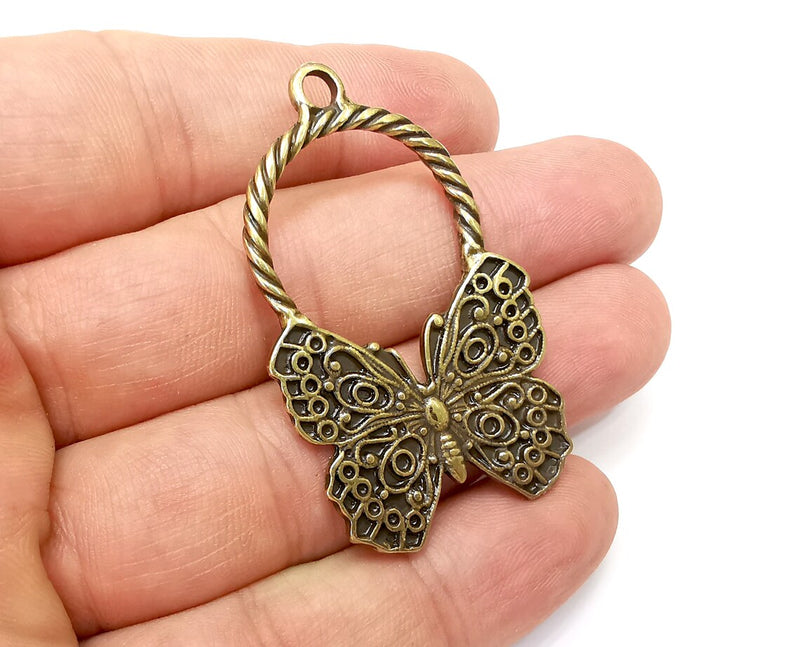 Butterfly Charms, Antique Bronze Plated Dangle Charms (51x32mm) G33977