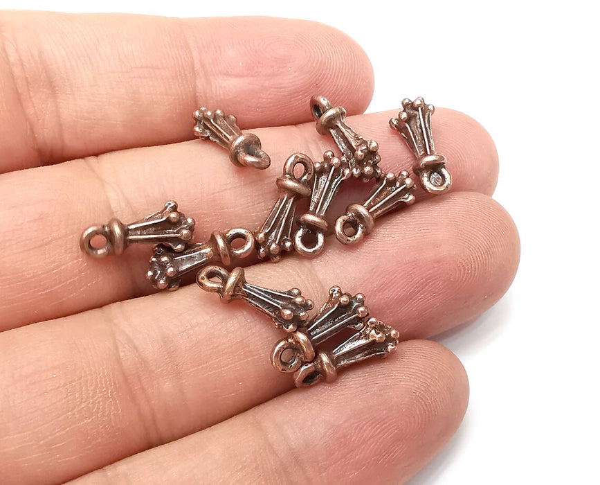 10 Dangle Charms, Antique Copper Plated (14x5mm) G34032