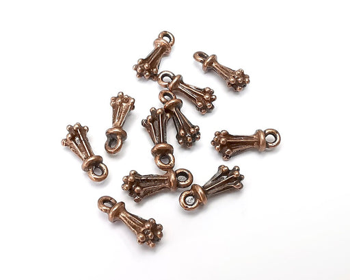 10 Dangle Charms, Antique Copper Plated (14x5mm) G34032