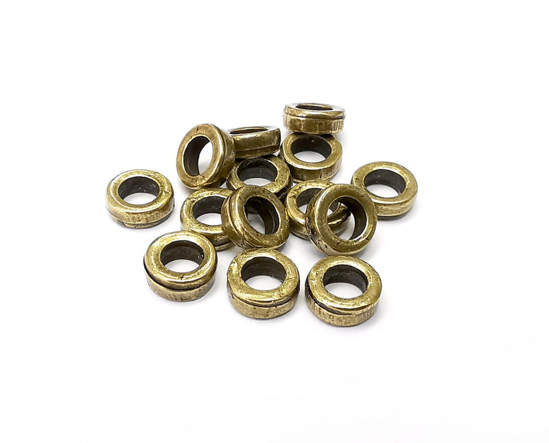 10 Circle Beads Antique Bronze Plated Metal Beads (8mm) G34035