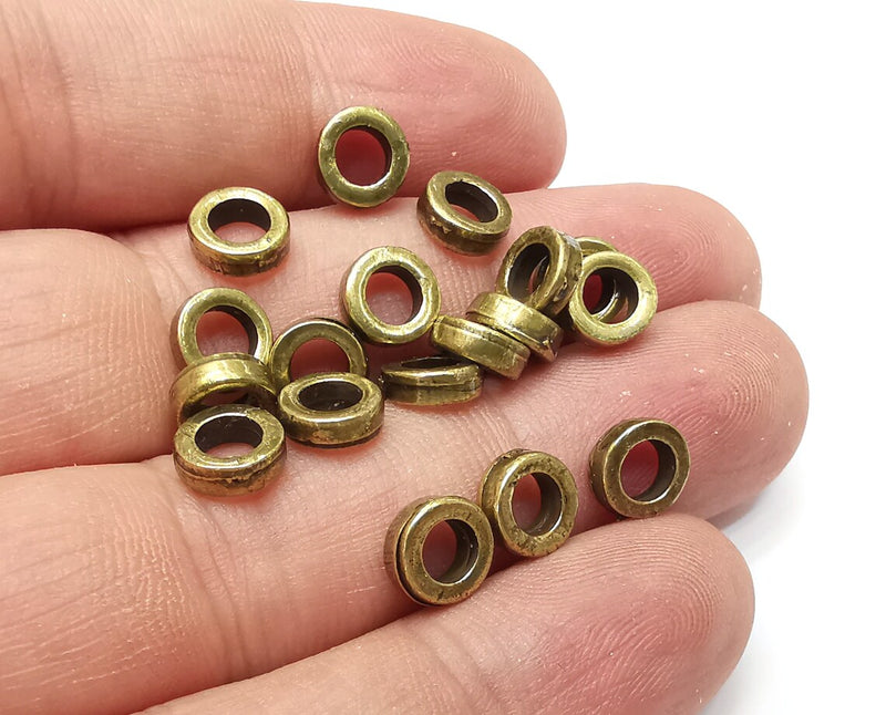 10 Circle Beads Antique Bronze Plated Metal Beads (8mm) G34035