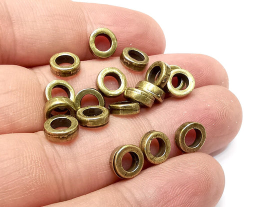 10 Circle Beads Antique Bronze Plated Metal Beads (8mm) G34035