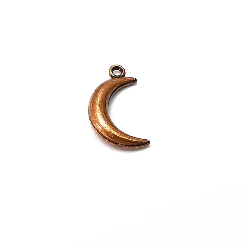 5 Crescent Moon Charms, Antique Copper Plated (18x10mm) G34060