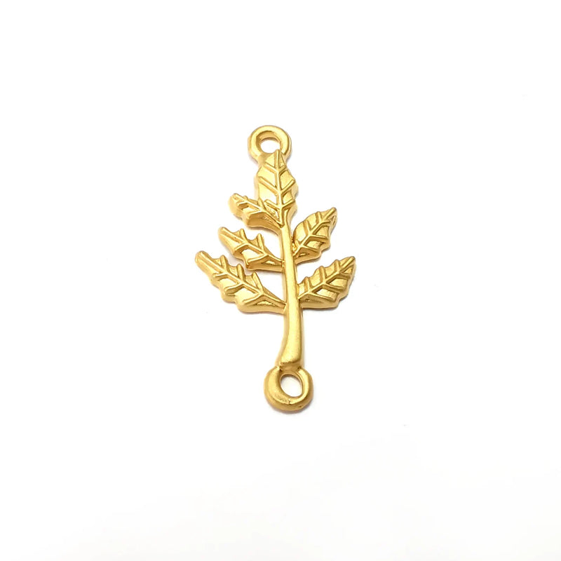 2 Branch Leaf Charms Connector Gold Plated Charms DIY Charms (32x17mm) G34067
