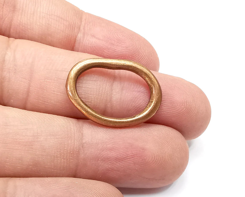 4 Oval Hoop Jewelry Connector Findings Antique Copper Plated Charms (25x18mm) G34012