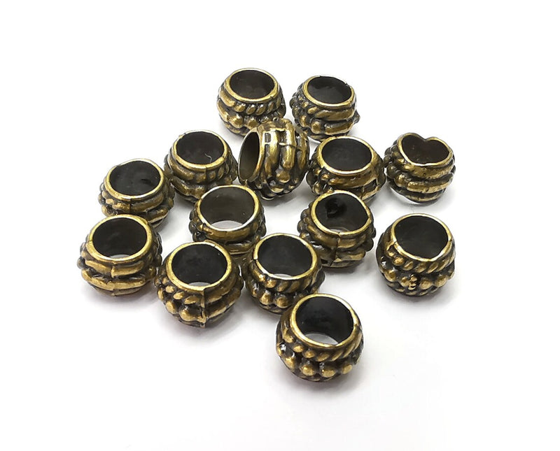 10 Cylinder Beads Antique Bronze Plated Metal Beads (8mm) G34030