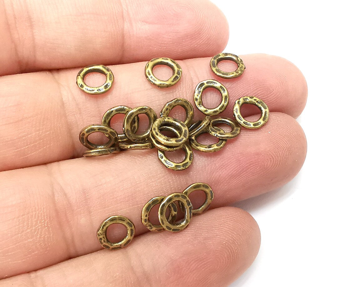 10 Circle Beads Antique Bronze Plated Metal Beads (8mm) G34031