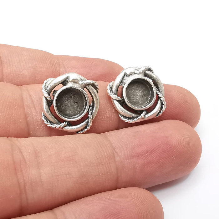 Silver Earring Set Base Wire Antique Silver Plated Brass Earring Base (8mm blanks) G34112