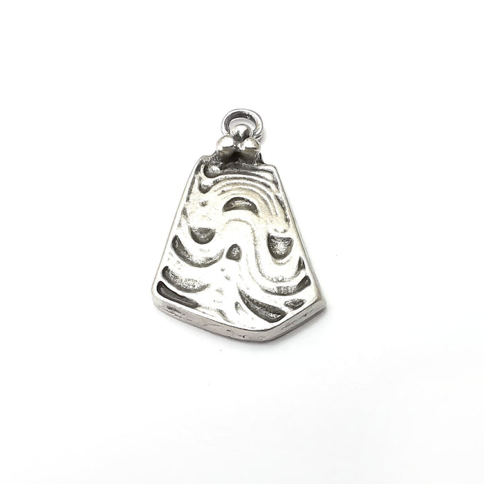 2 Wave Charms, Antique Silver Plated Pendant (31x18mm) G34121