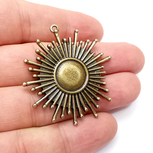 Sun Charms, Antique Bronze Plated Dangle Charms (46x44mm) G34145