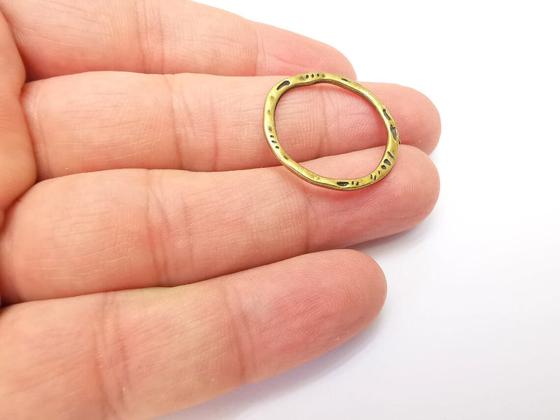 5 Striped Circle Findings Antique Bronze Plated Circle (25 mm) G34229