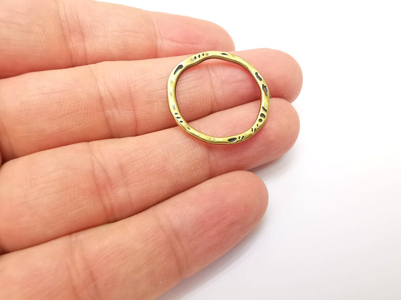 5 Striped Circle Findings Antique Bronze Plated Circle (25 mm) G34229