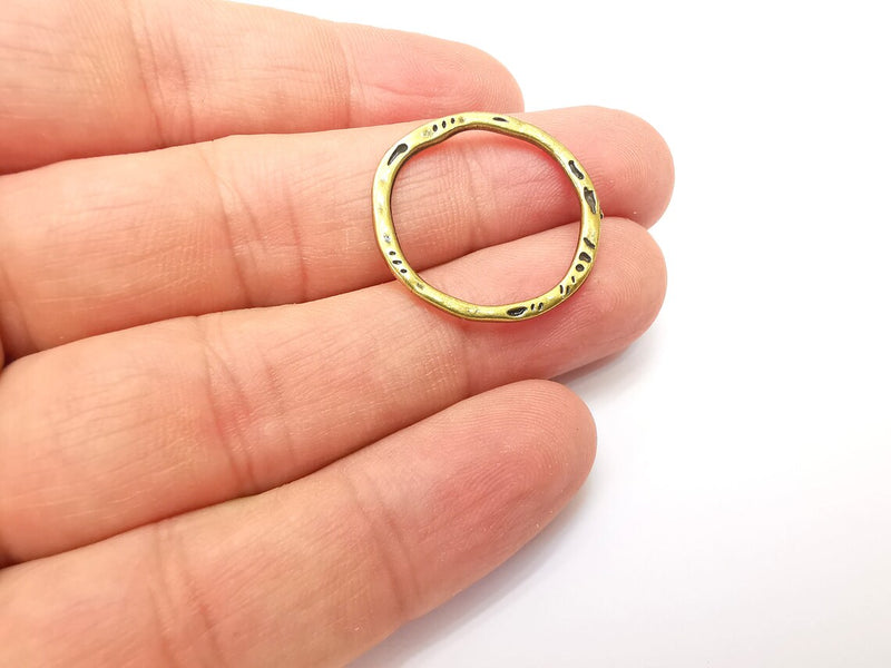 5 Striped Circle Findings Antique Bronze Plated Circle (25 mm) G34229