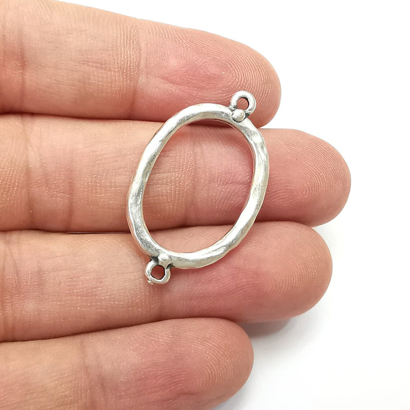 Oval Connector Charms, Dangle Charms Antique Silver Plated (35x21mm) G34296