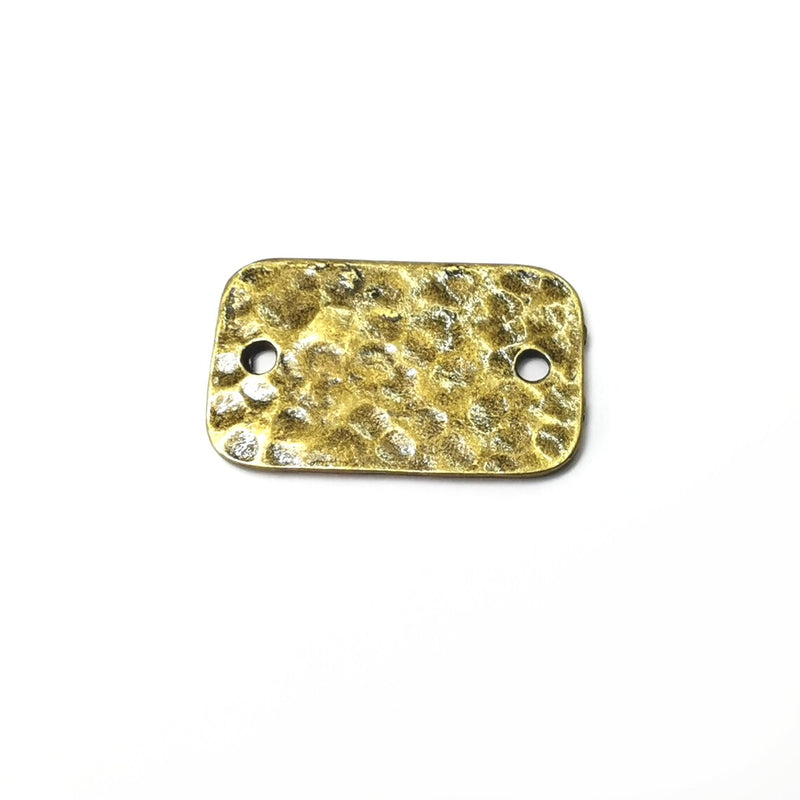 Hammered Rectangle Connector Charms, Antique Bronze Plated Charms (33x20mm) G34262