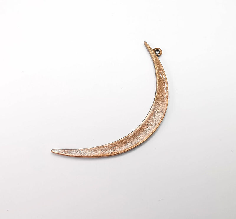 2 Crescent Moon Charms Antique Copper Plated Crescent Charms (60x5mm) G34353