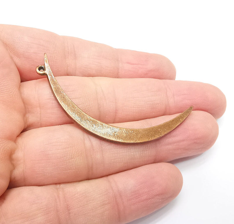 2 Crescent Moon Charms Antique Copper Plated Crescent Charms (60x5mm) G34353