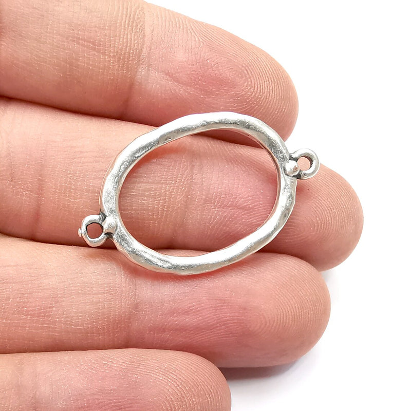 Oval Connector Charms, Dangle Charms Antique Silver Plated (35x21mm) G34296