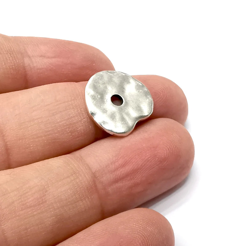 Disc, Middle Hole Charms, Antique Silver Plated Charms (16mm) G34307