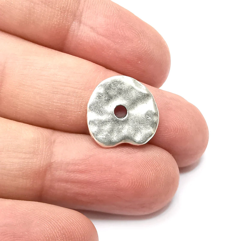 Disc, Middle Hole Charms, Antique Silver Plated Charms (16mm) G34307