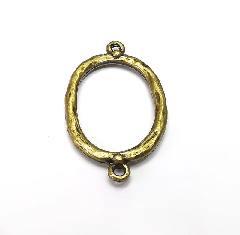 4 Oval Connector Charms, Dangle Charms Antique Bronze Plated (35x21mm) G34419