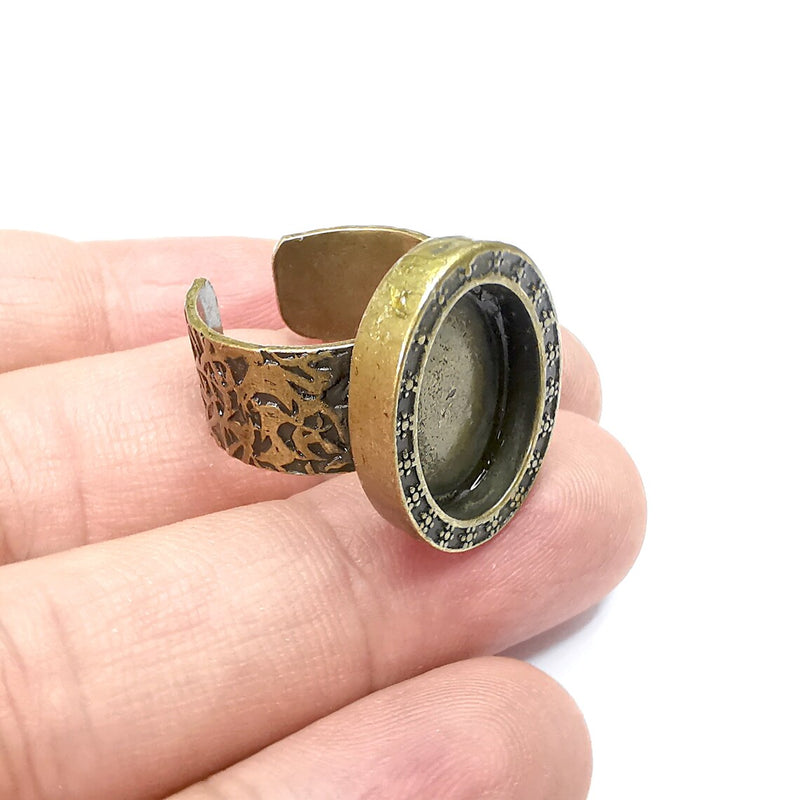 Oval Ring Blank Setting, Cabochon Mounting, Adjustable Resin Ring Base Bezels, Inlay Ring Mosaic Ring Bezel Antique Bronze (18x13mm) G34423