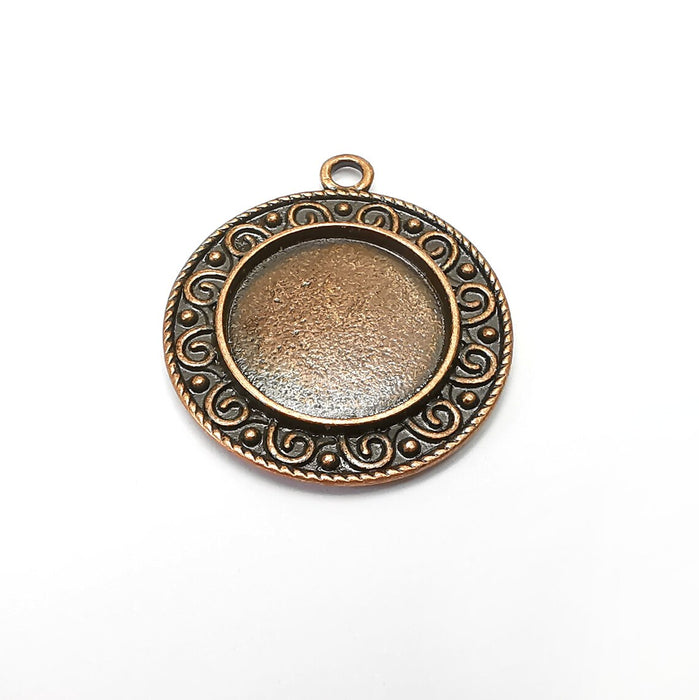 Round Pendant Blanks, Resin Bezel Bases, Mosaic Mountings, Dry flower Frame, Polymer Clay base, Antique Copper Plated (17mm) G34433