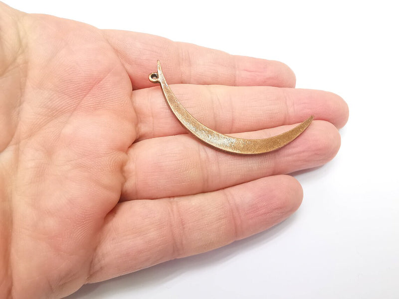2 Crescent Moon Charms Antique Copper Plated Crescent Charms (60x5mm) G34353