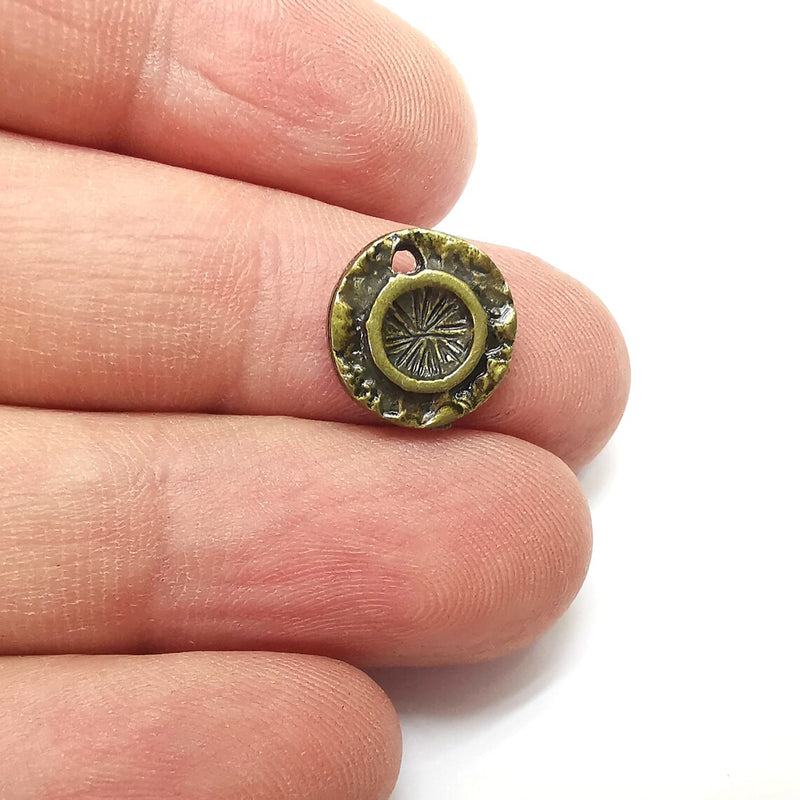 5 Round Pendant Blanks, Resin Bezel Bases, Mosaic Mountings, Polymer Clay base, Antique Bronze Plated (6mm) G34461