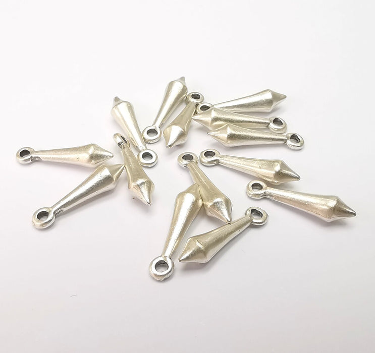 5 Silver Spike Small Charms Antique Silver Plated Charms (18x4mm) G34374