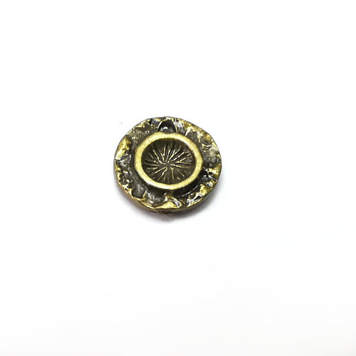 5 Round Pendant Blanks, Resin Bezel Bases, Mosaic Mountings, Polymer Clay base, Antique Bronze Plated (6mm) G34461