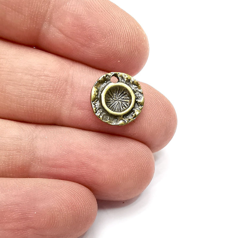 5 Round Pendant Blanks, Resin Bezel Bases, Mosaic Mountings, Polymer Clay base, Antique Bronze Plated (6mm) G34461