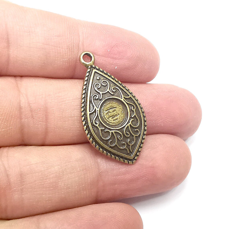 Drop Charms Blanks, Resin Bezel Bases, Mosaic Mountings, Dry flower Frame, Polymer Clay base, Antique Bronze Plated (8mm) G34513