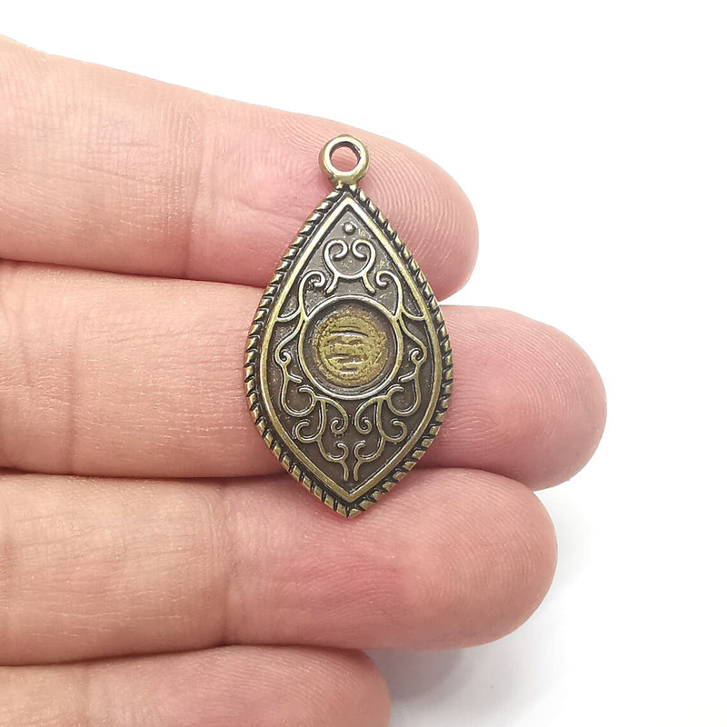 Drop Charms Blanks, Resin Bezel Bases, Mosaic Mountings, Dry flower Frame, Polymer Clay base, Antique Bronze Plated (8mm) G34513