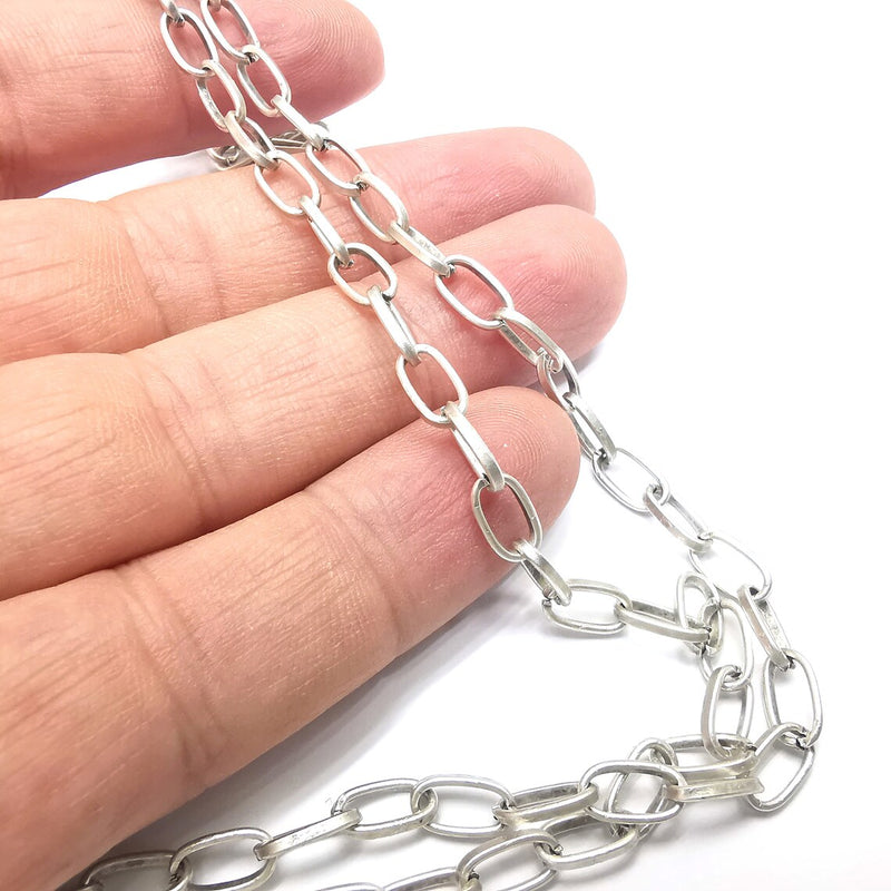 Antique Silver Oval Cable Chain (9x5mm) Antique Silver Plated Chain (1 Meter - 3.3 feet ) G34517