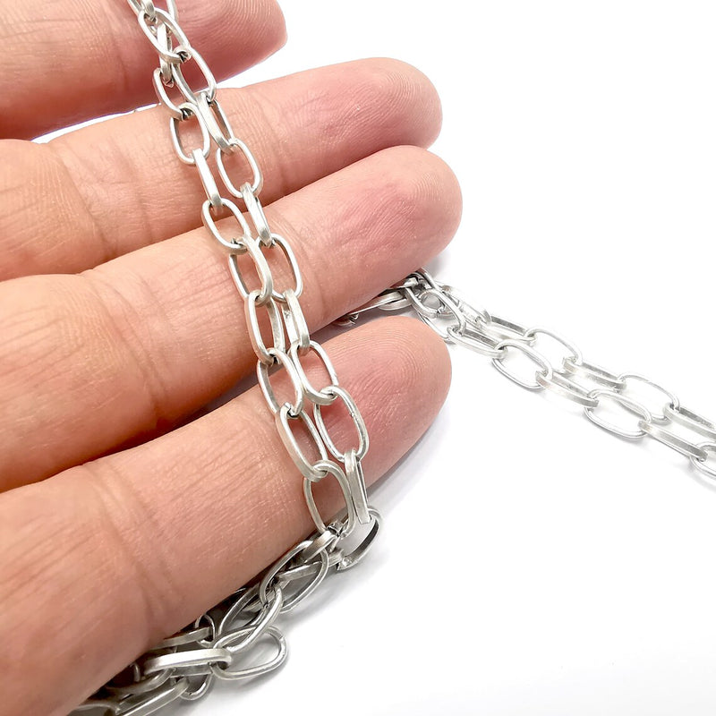 Antique Silver Oval Cable Chain (9x5mm) Antique Silver Plated Chain (1 Meter - 3.3 feet ) G34517