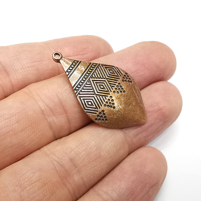 Drop Marquise Dangle Charms, Antique Copper Plated Charms (37x21mm) G34574