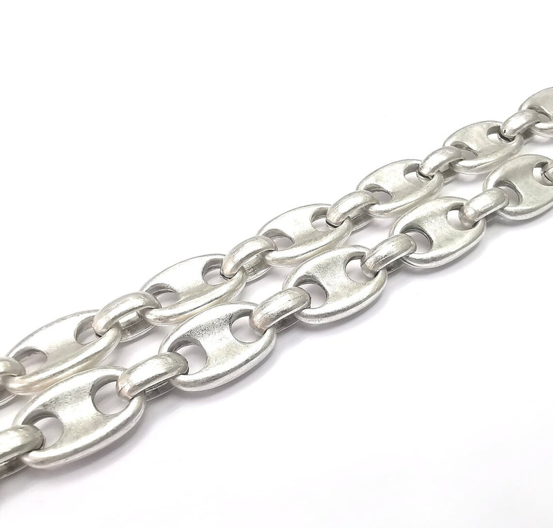 Oval Antique Silver Chain (13mm) Antique Silver Plated Chain (1 Meter - 3.3 feet ) G34546
