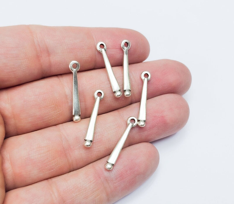 10 Stick Charms, Dangle Charms Antique Silver Plated (24x4mm) G34641